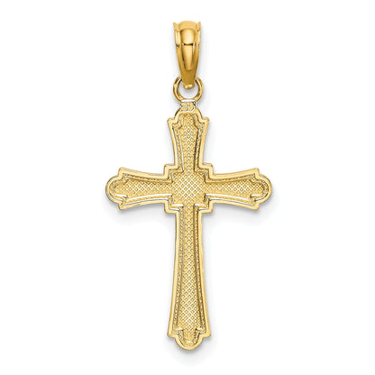 10K Yellow Gold 10K D/C Striped Cross Charm