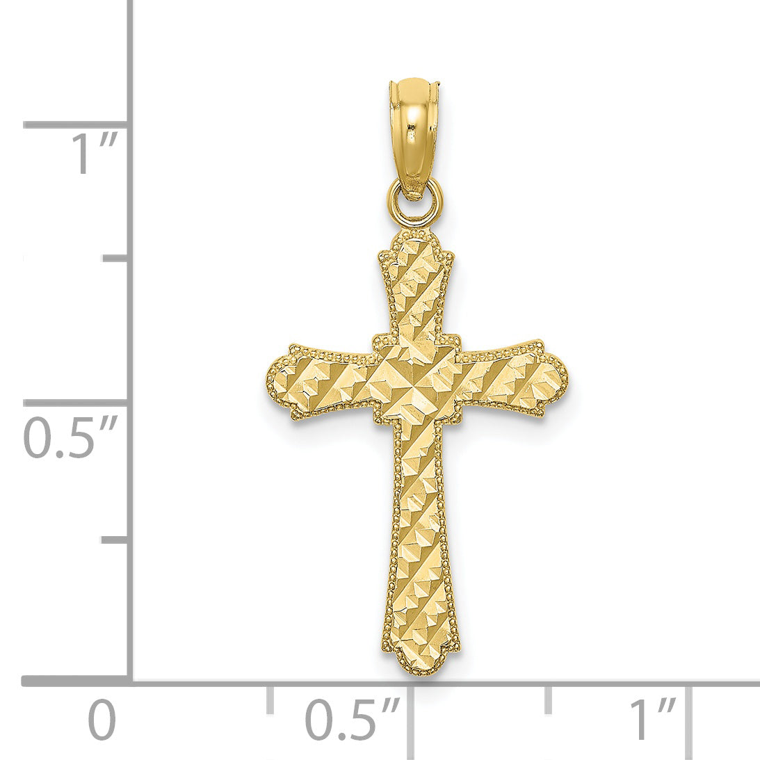 10K Yellow Gold 10K D/C Striped Cross Charm