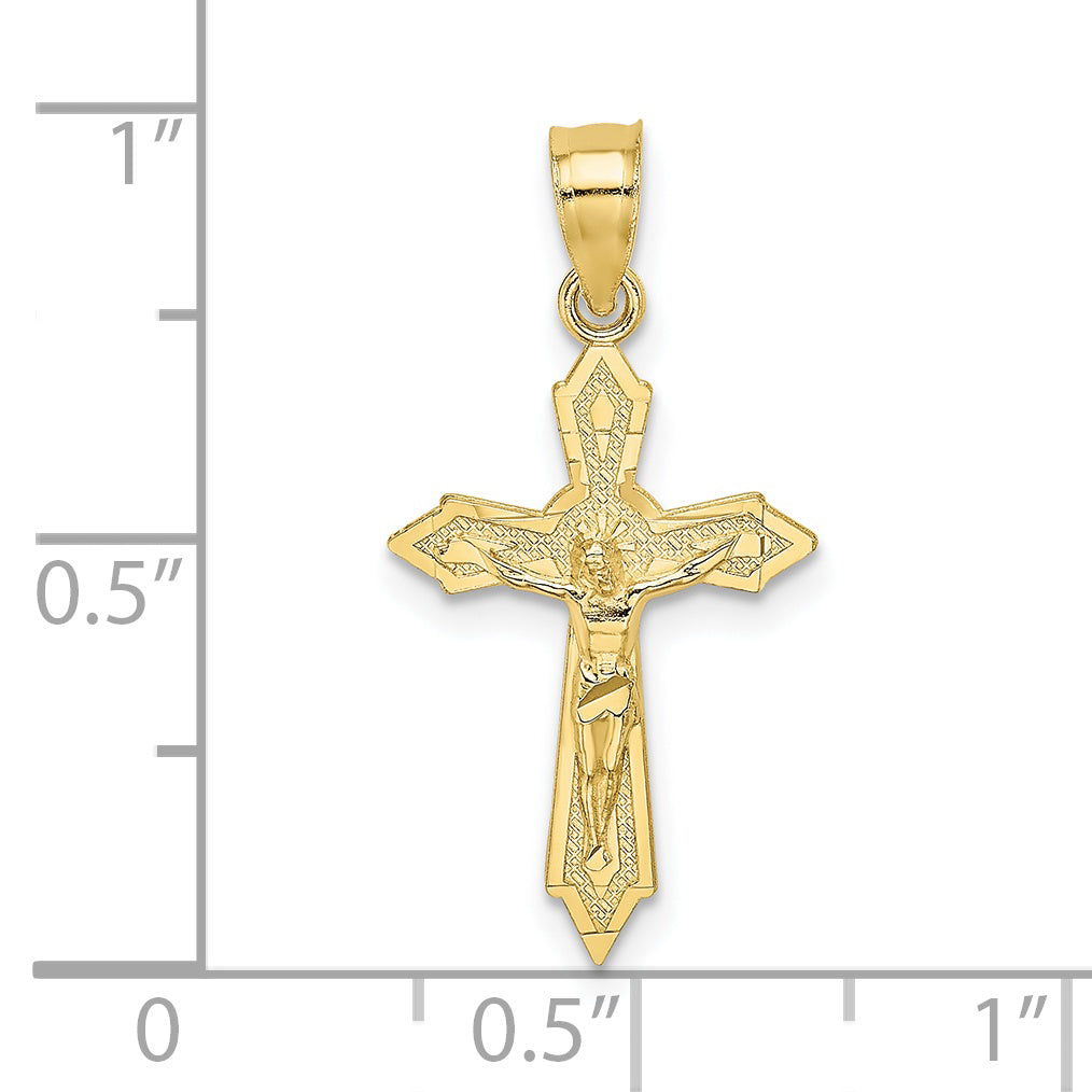 10K Yellow Gold 10K W/ Arrow Pointed Ends Crucifix Charm