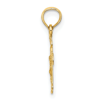 10K Yellow Gold 10K Mini Crucifix W/ Fancy Tips Charm