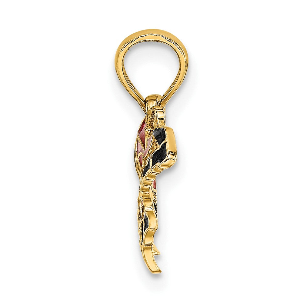 10K Yellow Gold 10K Small Enameled Pink Butterfly