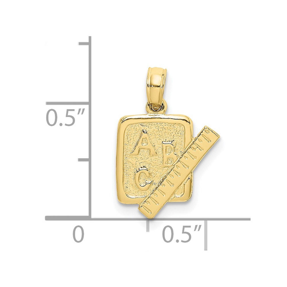 10K Yellow Gold 10K School Book And Ruler Charm