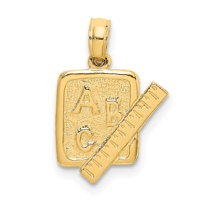 10K Yellow Gold 10K School Book And Ruler Charm