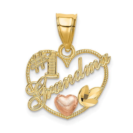 10K Two-Tone 10K Two-Tone #1 Grandma In Heart Frame Charm