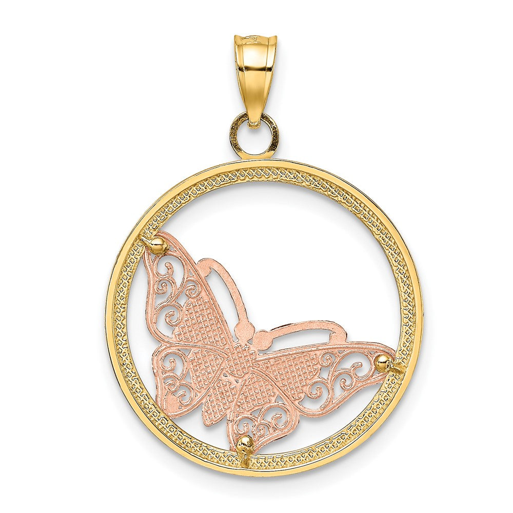 10K Two-Tone 10K W/White Rhodium Butterfly Charm