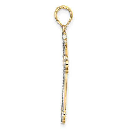 10K Yellow W/Rhodium 10K W/ Rhodium D/C Reversible Cross Charm