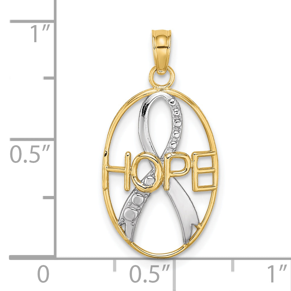 10K Yellow W/Rhodium 10K W/Rhodium Hope Awareness Ribbon Pendant ...