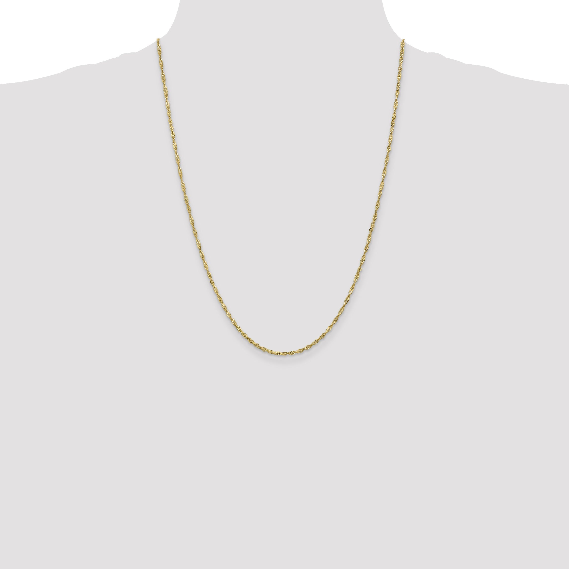 24 Inch 10K 1.7mm Singapore Chain Necklace