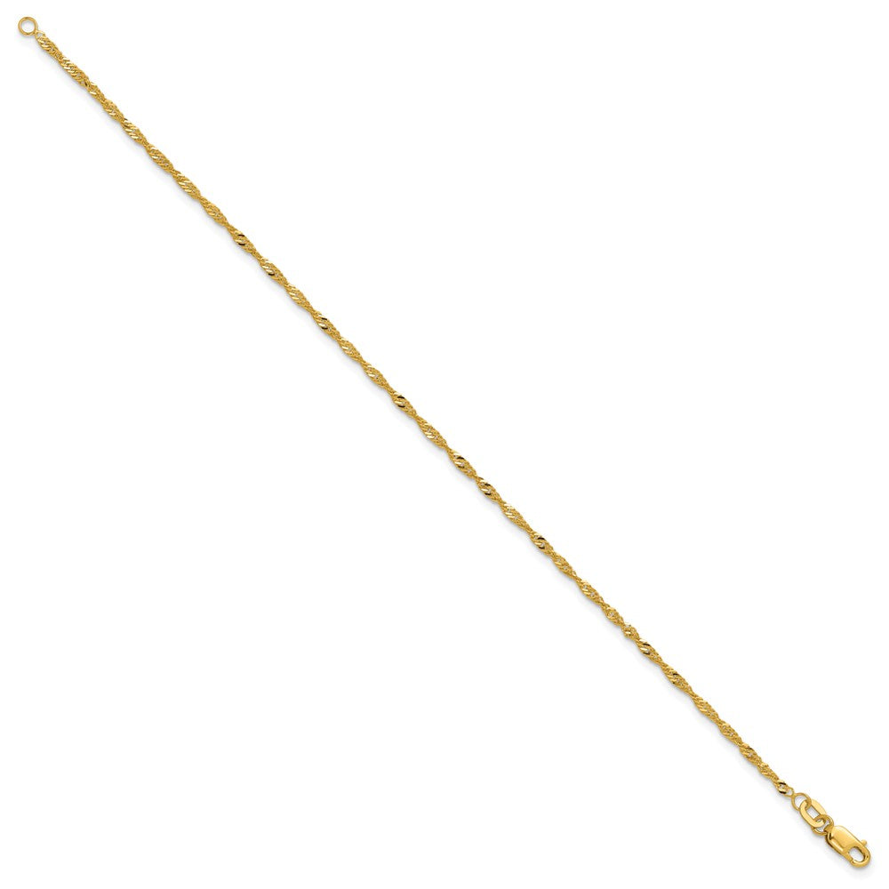 1 Inch 10K Yellow Gold 1.7mm Singapore Chain Anklet