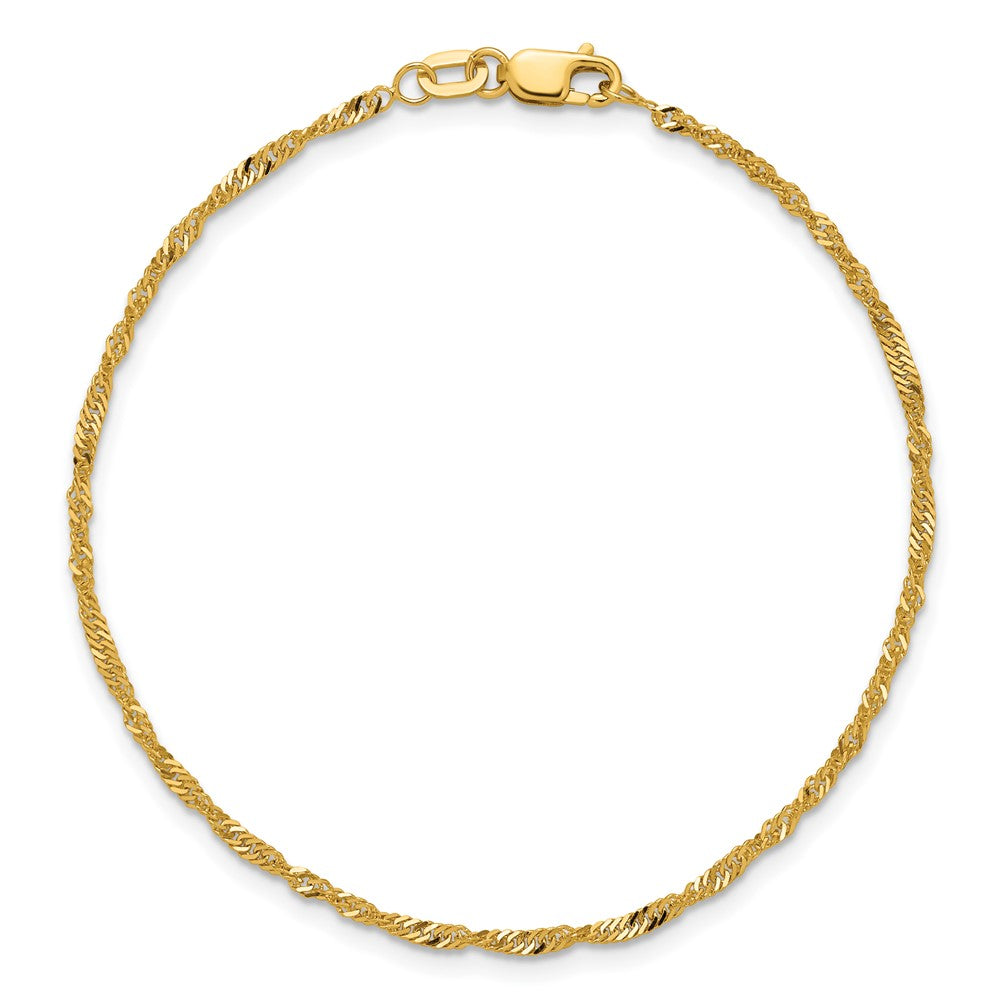 1 Inch 10K Yellow Gold 1.7mm Singapore Chain Anklet
