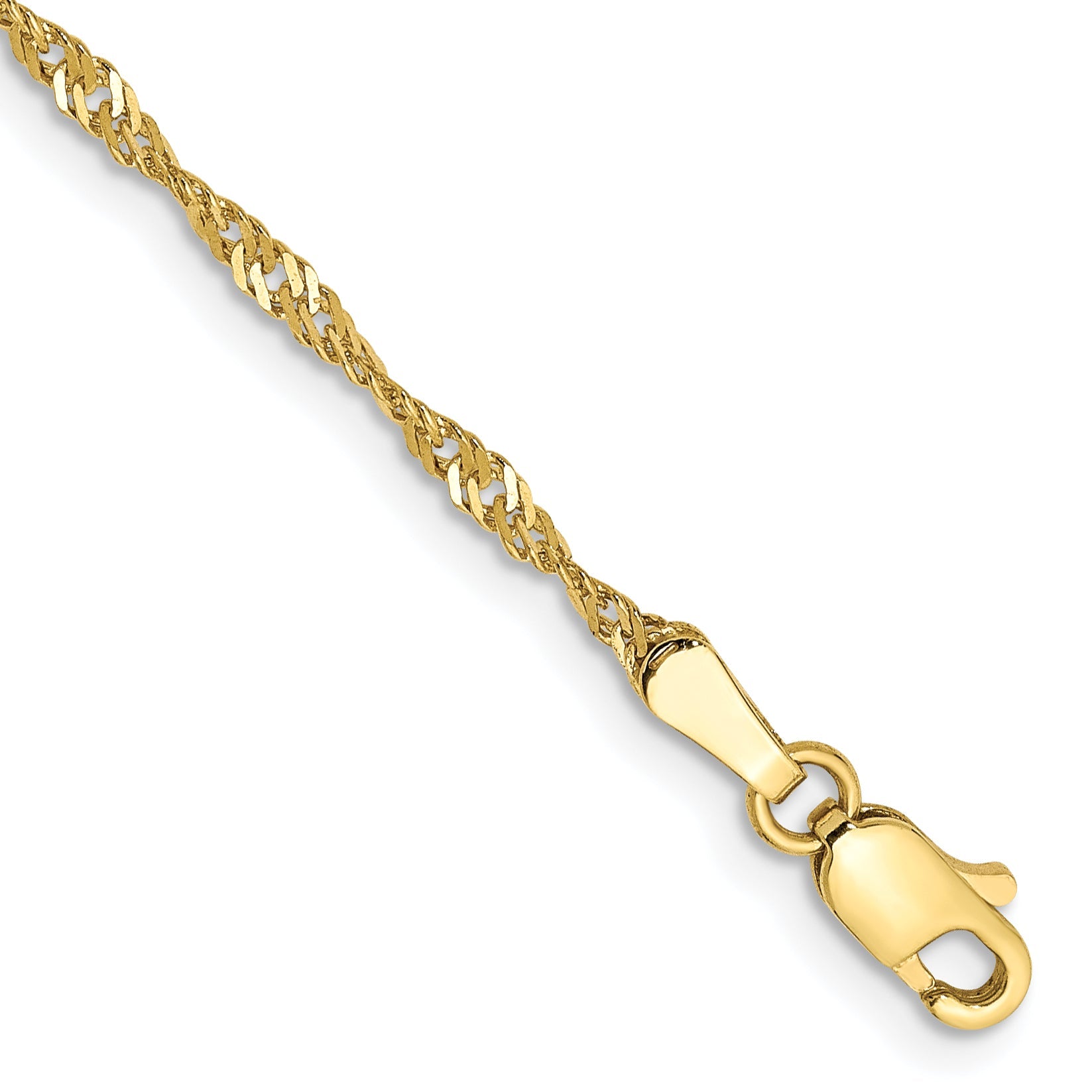 7 Inch 10K 1.7mm Singapore Chain Bracelet