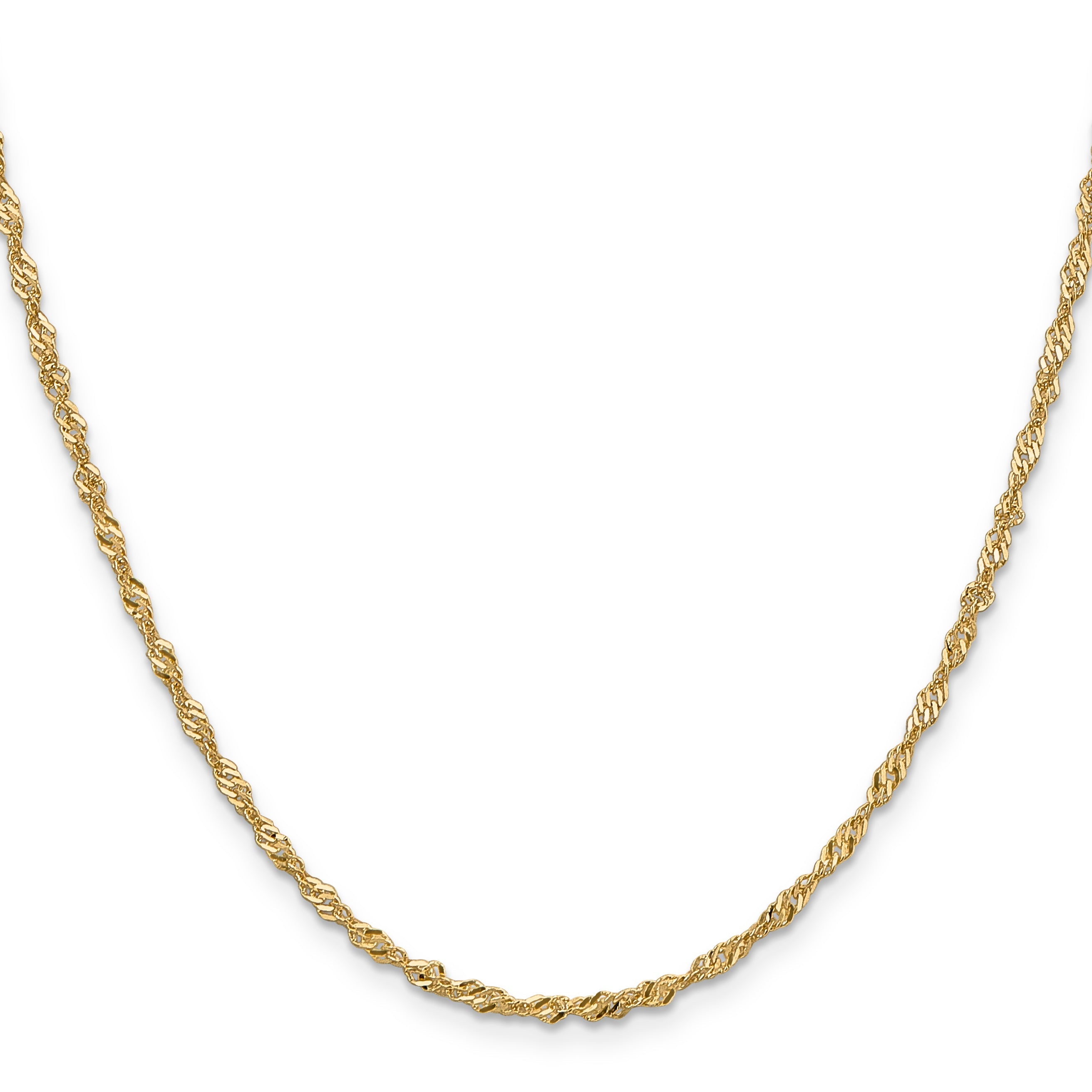 16 Inch 10K Yellow Gold 2mm Singapore Chain Necklace