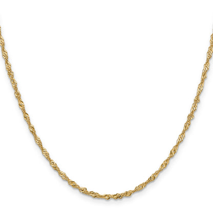16 Inch 10K Yellow Gold 2mm Singapore Chain Necklace