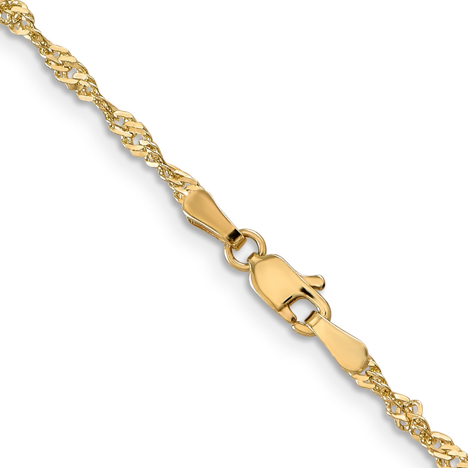 2 Inch 10K Yellow Gold 2mm Singapore Chain Necklace
