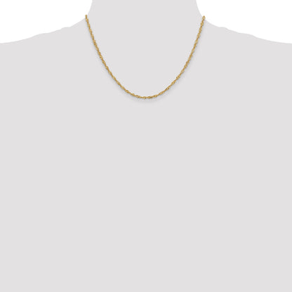 18 Inch 10K Yellow Gold 2mm Singapore Chain Necklace
