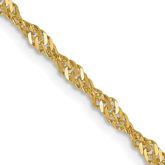 2 Inch 10K Yellow Gold 2mm Singapore Chain Necklace
