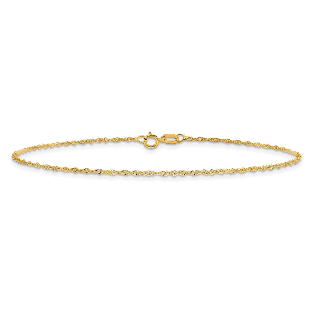 10K Yellow Gold 1.1mm Singapore Chain Anklet