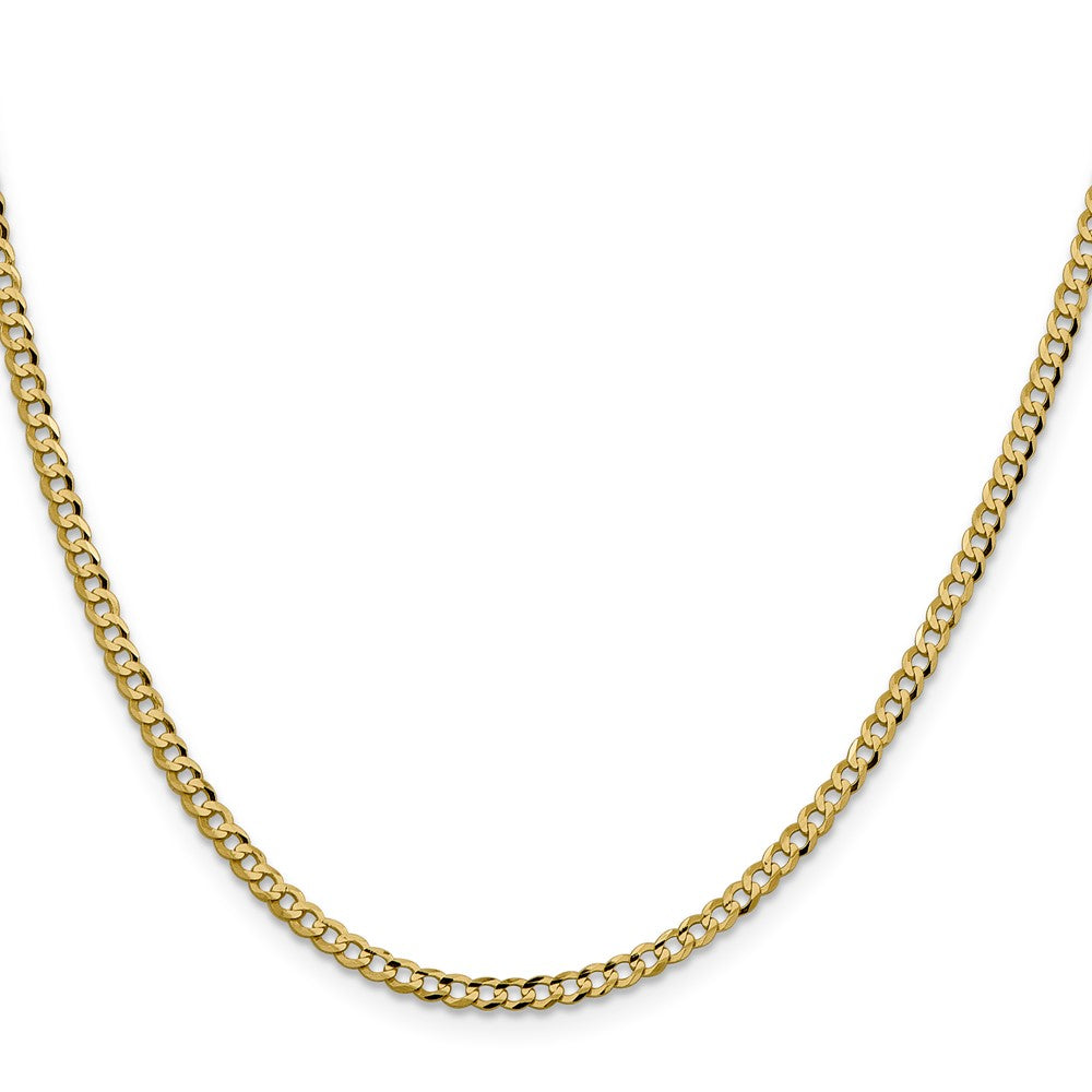 22 Inch 10K Yellow Gold 10K 3.1mm Lightweight Flat Cuban Chain Necklace