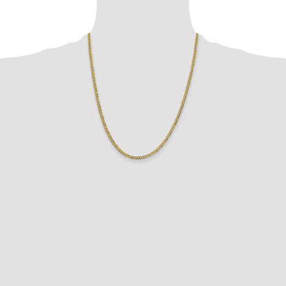 22 Inch 10K Yellow Gold 10K 3.1mm Lightweight Flat Cuban Chain Necklace