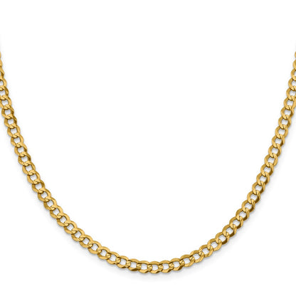 16 Inch 10K Yellow Gold 10K 4.7mm Lightweight Flat Cuban Chain Necklace