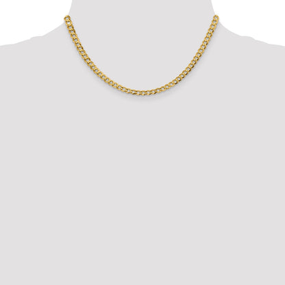 16 Inch 10K Yellow Gold 10K 4.7mm Lightweight Flat Cuban Chain Necklace