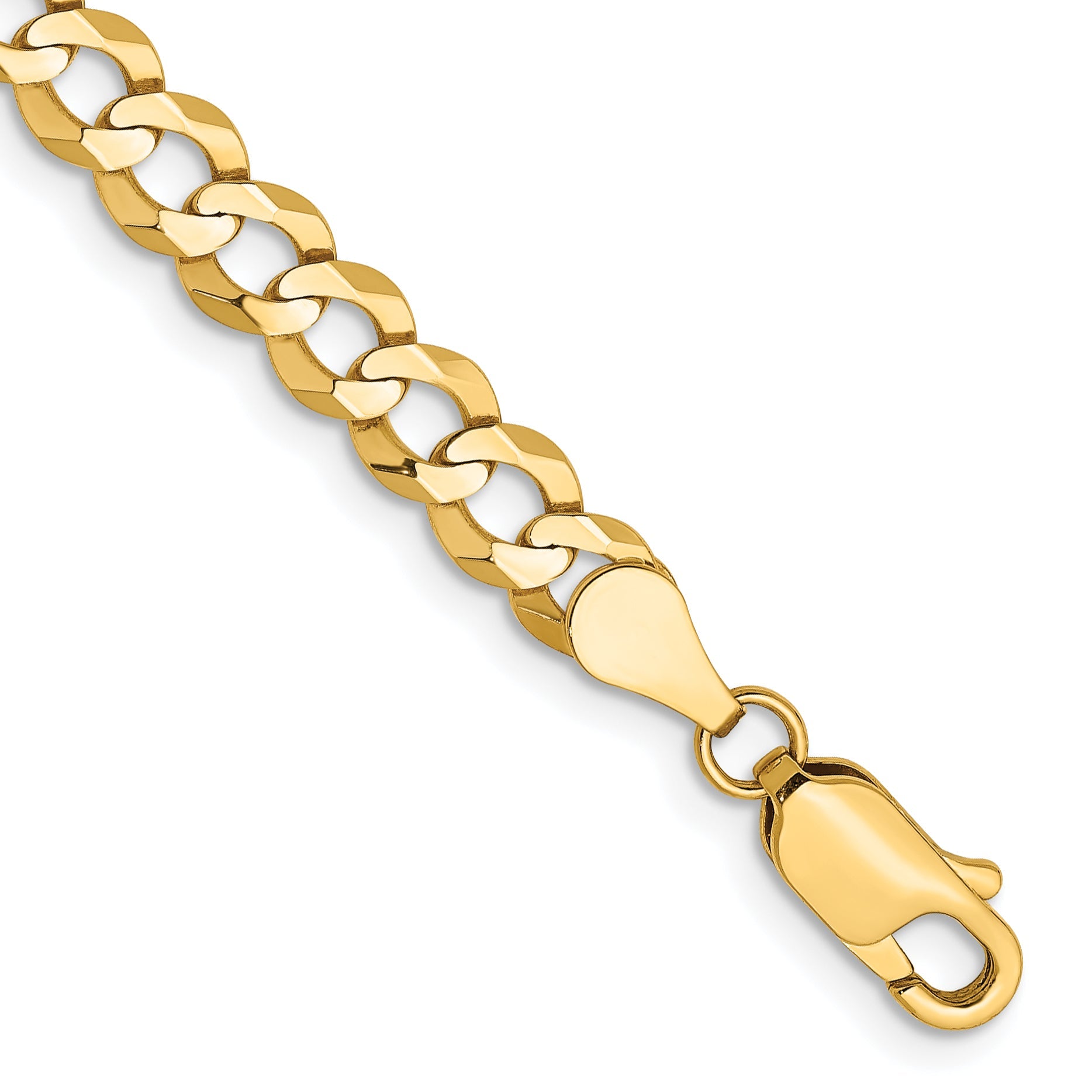7 Inch 10K Yellow Gold 10K 4.7mm Lightweight Flat Cuban Chain Bracelet