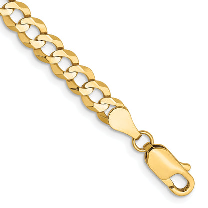 7 Inch 10K Yellow Gold 10K 4.7mm Lightweight Flat Cuban Chain Bracelet