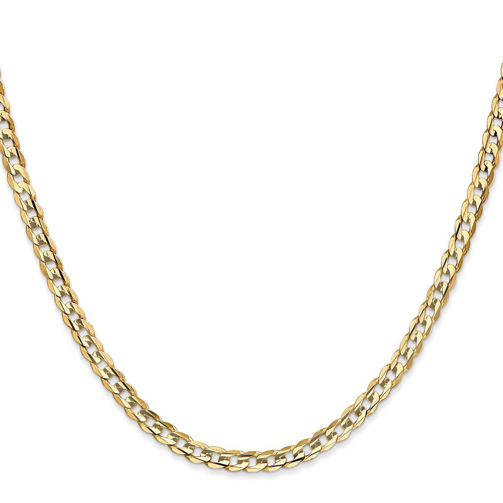 18 Inch 10K Yellow Gold 10K 3.8mm Open Concave Curb Chain Necklace