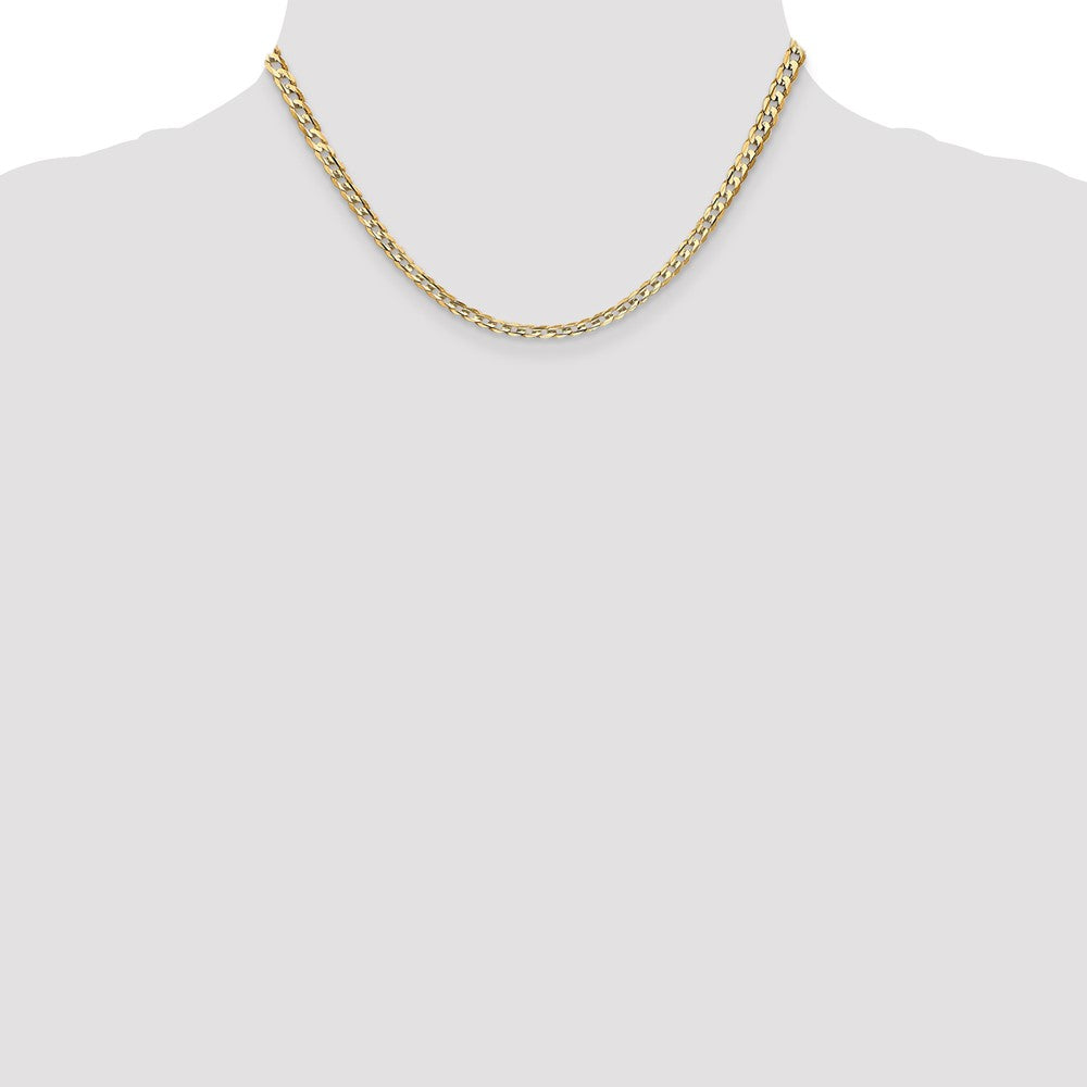 16 Inch 10K Yellow Gold 10K 3.8mm Open Concave Curb Chain Necklace
