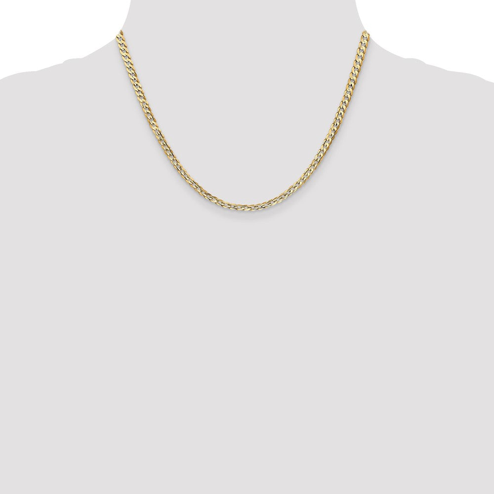 18 Inch 10K Yellow Gold 10K 3.8mm Open Concave Curb Chain Necklace