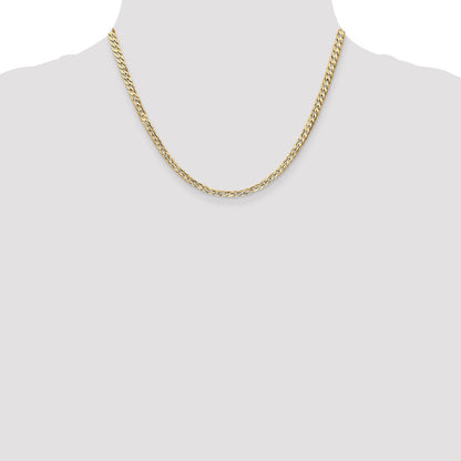18 Inch 10K Yellow Gold 10K 3.8mm Open Concave Curb Chain Necklace