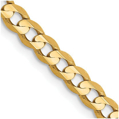 16 Inch 10K Yellow Gold 10K 3.8mm Open Concave Curb Chain Necklace
