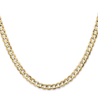10K Yellow Gold 4.5mm Open Concave Curb Chain Necklace