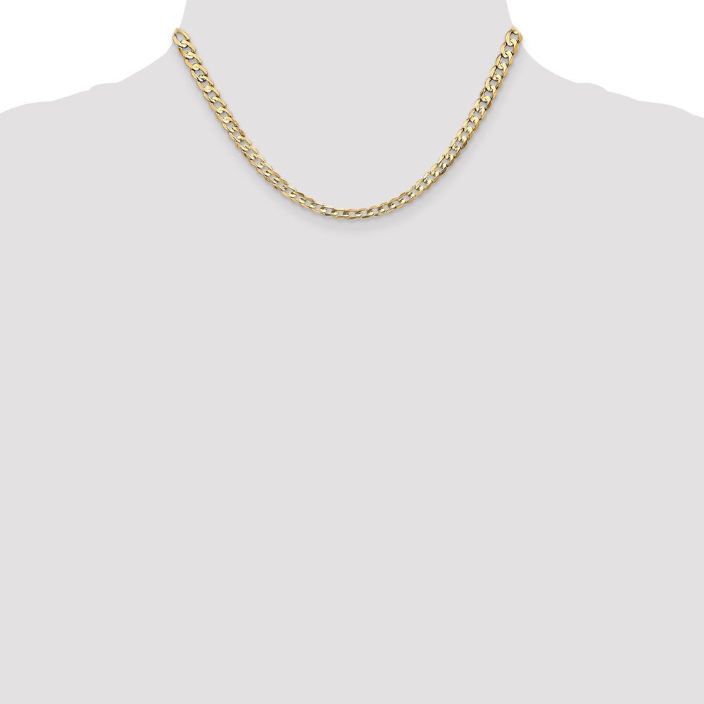 10K Yellow Gold 4.5mm Open Concave Curb Chain Necklace