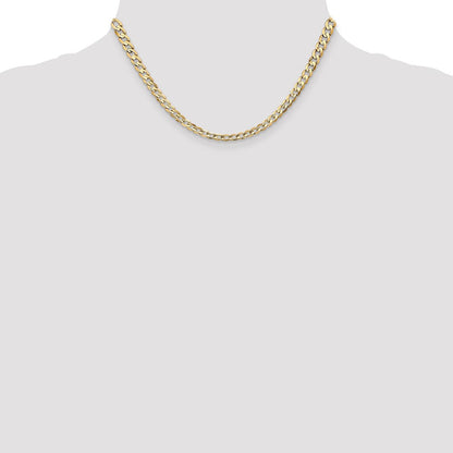 10K Yellow Gold 4.5mm Open Concave Curb Chain Necklace