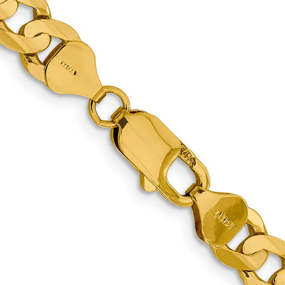 10K Yellow Gold 7.5mm Open Concave Curb Chain Necklace