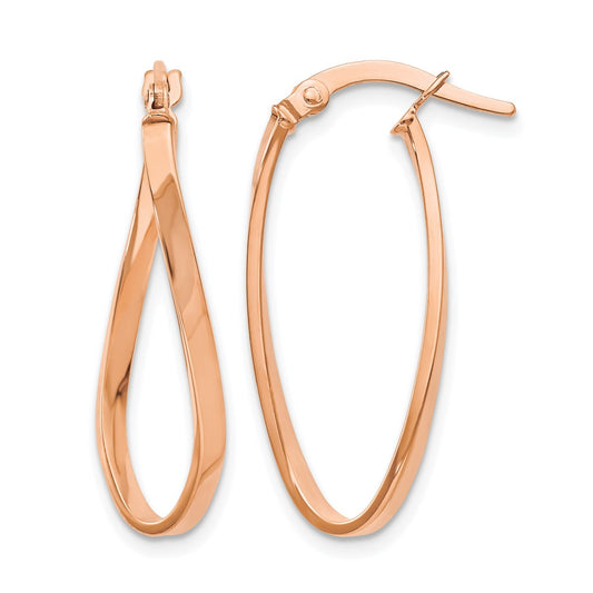 10K Rose Gold Polished Hinged Hoop Earrings