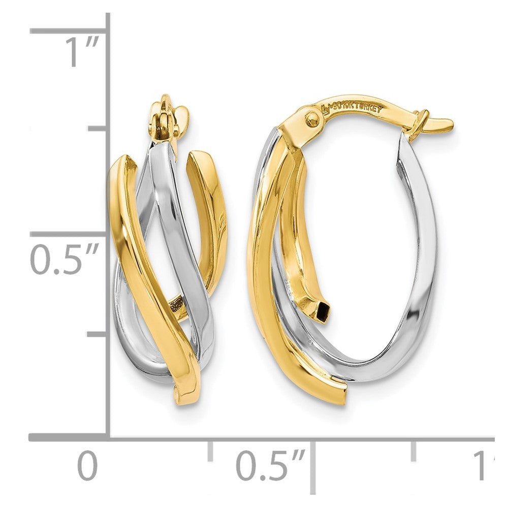 10K Two-Tone Polished Twisted Hoop Earrings