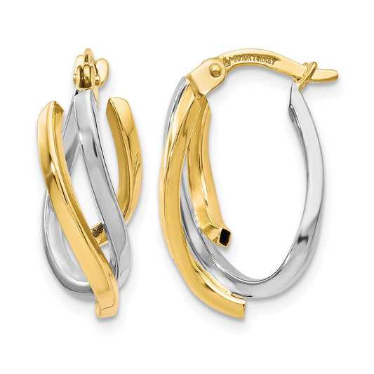 10K Two-Tone Polished Twisted Hoop Earrings