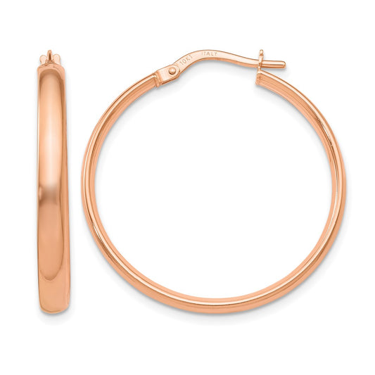 10K Rose Gold Polished Hoop Earrings