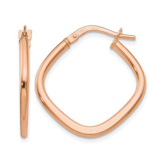 10K Rose Gold Polished Square Hoop Earrings