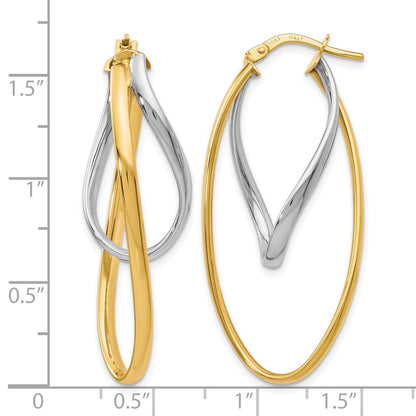 10K Two-Tone Polished Hoop Earrings