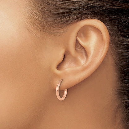 10K Rose Gold Polished Hinged Hoop Earrings