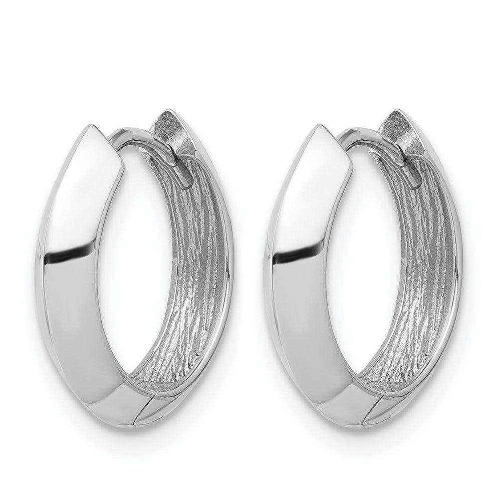 10K White Gold Polished Hinged Huggie Earrings