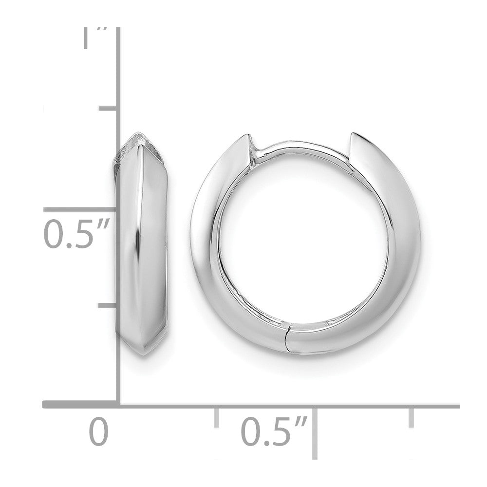 10K White Gold Polished Hinged Huggie Earrings