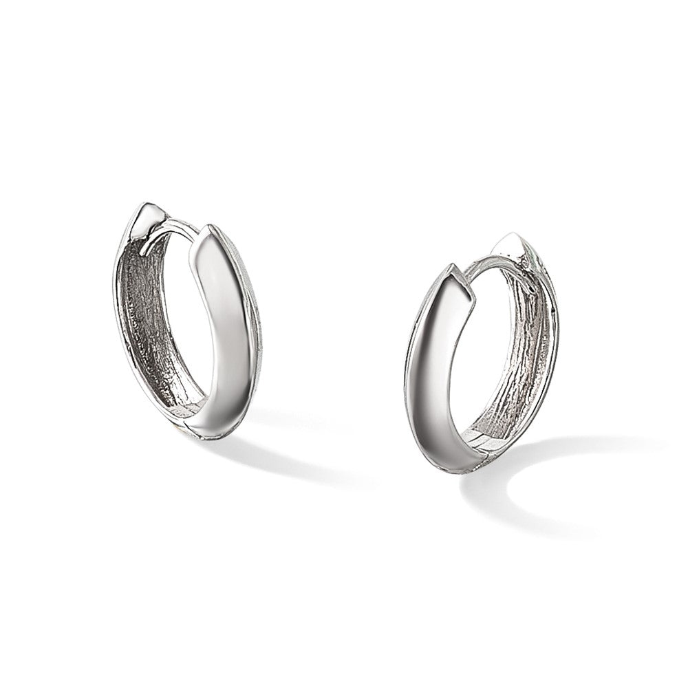 10K White Gold Polished Hinged Huggie Earrings