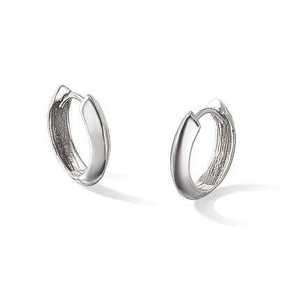 10K White Gold Polished Hinged Huggie Earrings