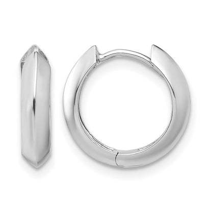 10K White Gold Polished Hinged Huggie Earrings