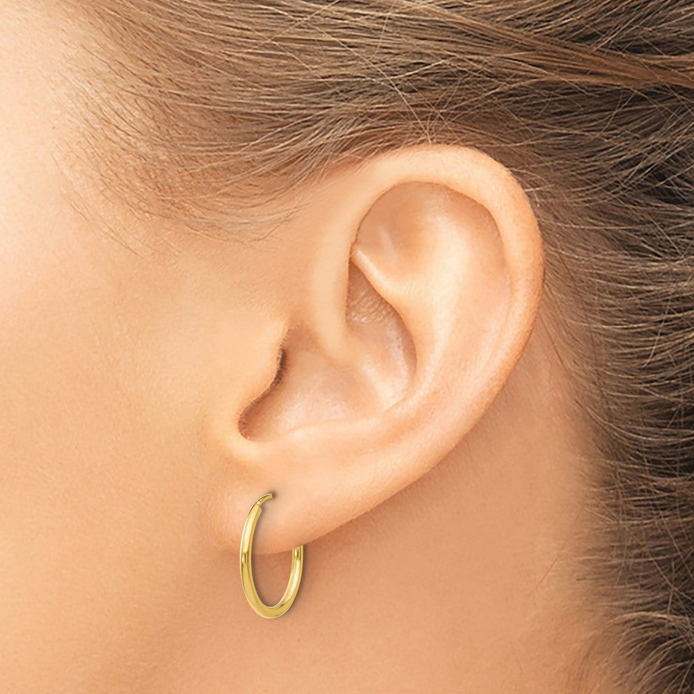 10K Yellow Gold 1.2mm Polished Round Endless Hoop Earrings