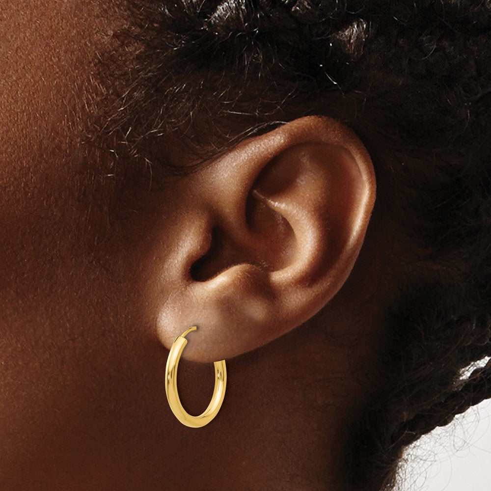 10K Yellow Gold Polished Round Endless 2mm Hoop Earrings